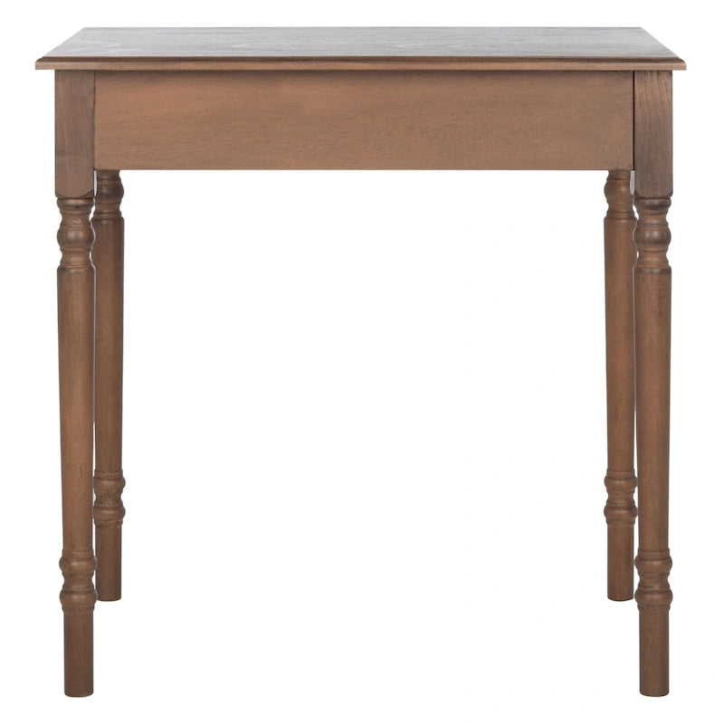 Bureau classique 1 tiroir avec pieds tournés et plateau marron foncé