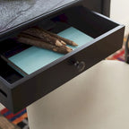 Bureau classique 1 tiroir avec pieds tournés et plateau marron foncé