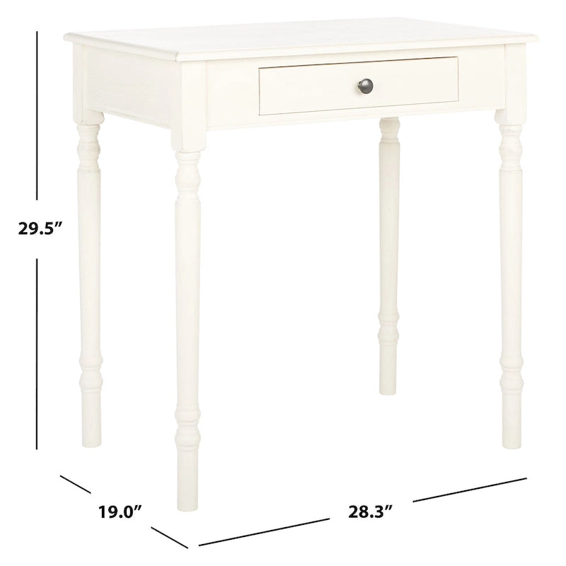 Bureau classique 1 tiroir avec pieds tournés et plateau marron foncé