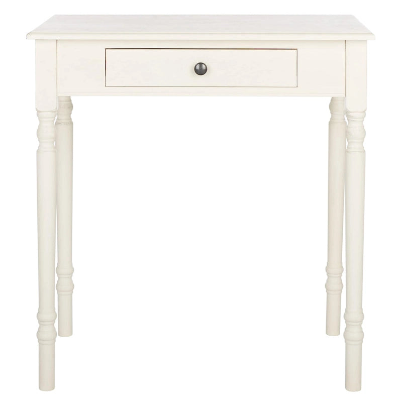 Bureau classique 1 tiroir avec pieds tournés et plateau marron foncé