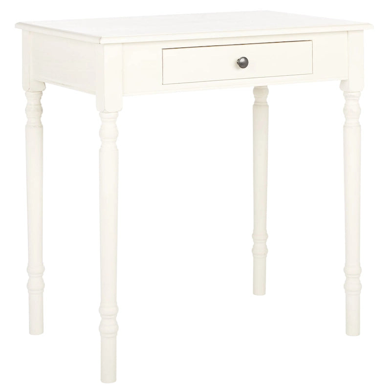 Bureau classique 1 tiroir avec pieds tournés et plateau marron foncé