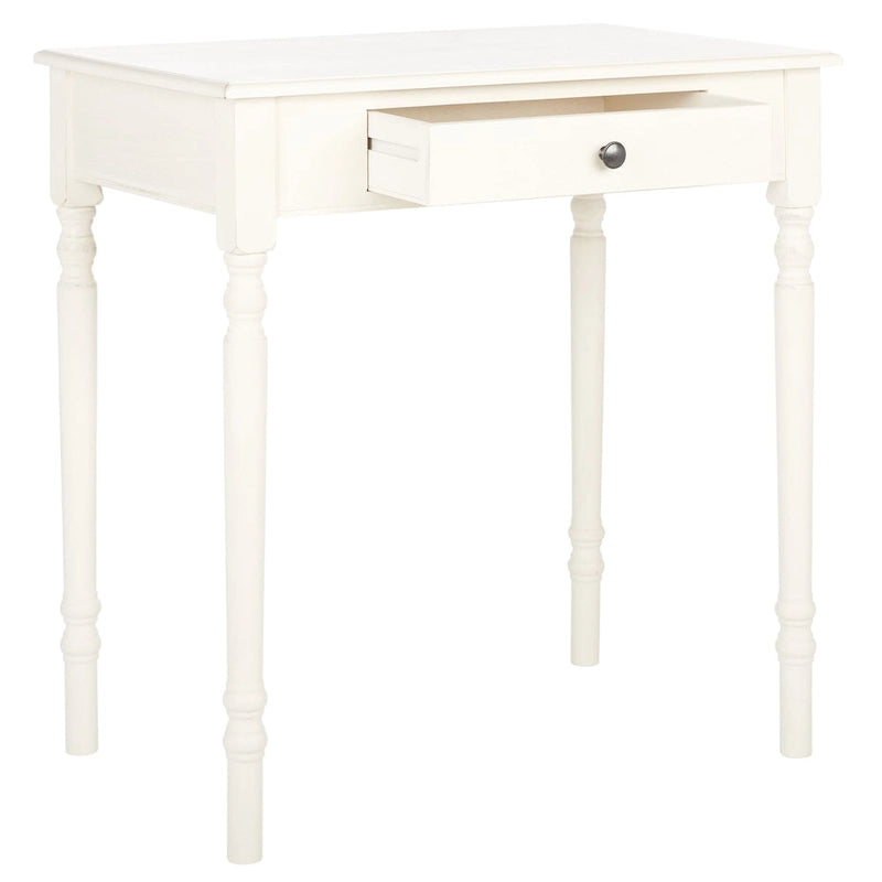 Bureau classique 1 tiroir avec pieds tournés et plateau marron foncé