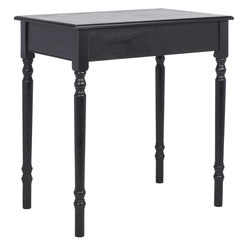 Bureau classique 1 tiroir avec pieds tournés et plateau marron foncé