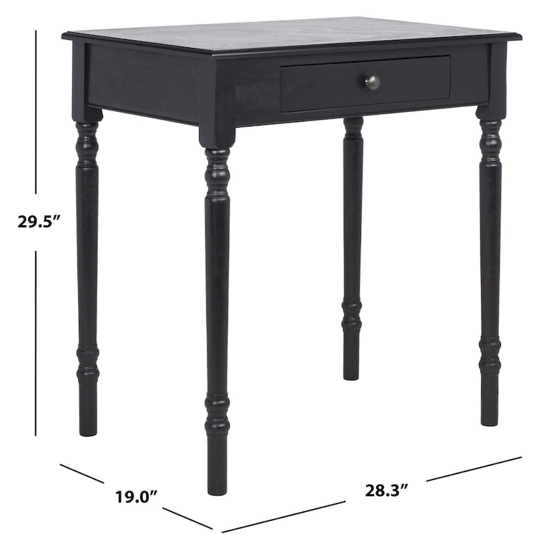 Bureau classique 1 tiroir avec pieds tournés et plateau marron foncé