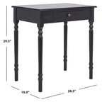 Bureau classique 1 tiroir avec pieds tournés et plateau marron foncé