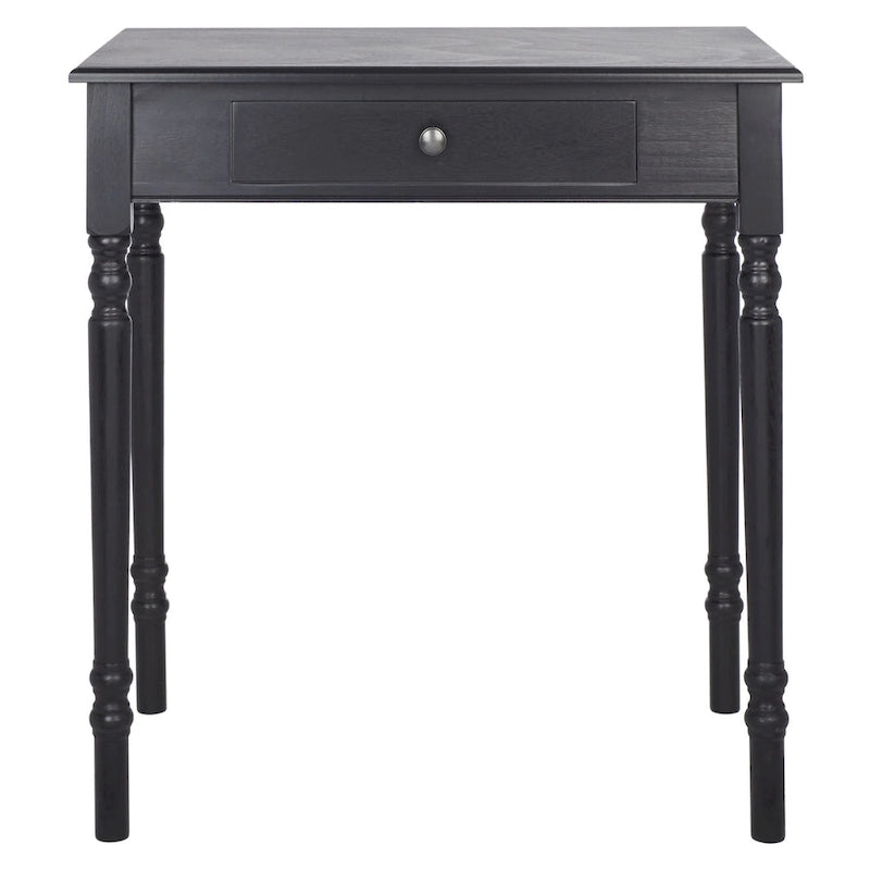 Bureau classique 1 tiroir avec pieds tournés et plateau marron foncé