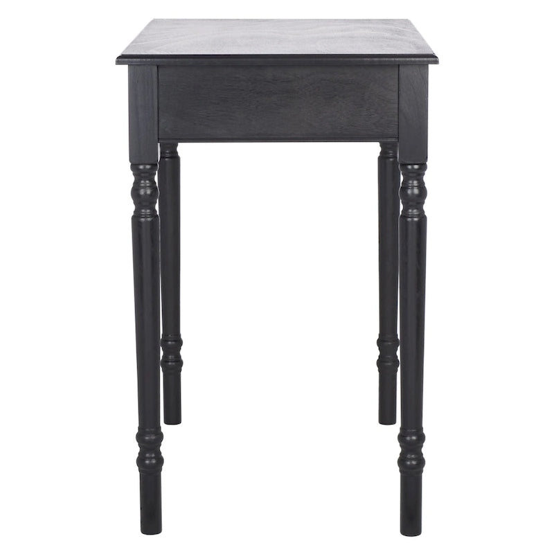 Bureau classique 1 tiroir avec pieds tournés et plateau marron foncé