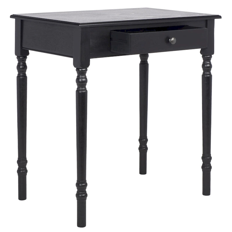 Bureau classique 1 tiroir avec pieds tournés et plateau marron foncé
