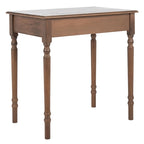 Bureau classique 1 tiroir avec pieds tournés et plateau marron foncé