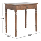 Bureau classique 1 tiroir avec pieds tournés et plateau marron foncé