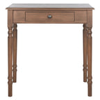 Bureau classique 1 tiroir avec pieds tournés et plateau marron foncé