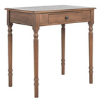 Bureau classique 1 tiroir avec pieds tournés et plateau marron foncé