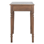 Bureau classique 1 tiroir avec pieds tournés et plateau marron foncé