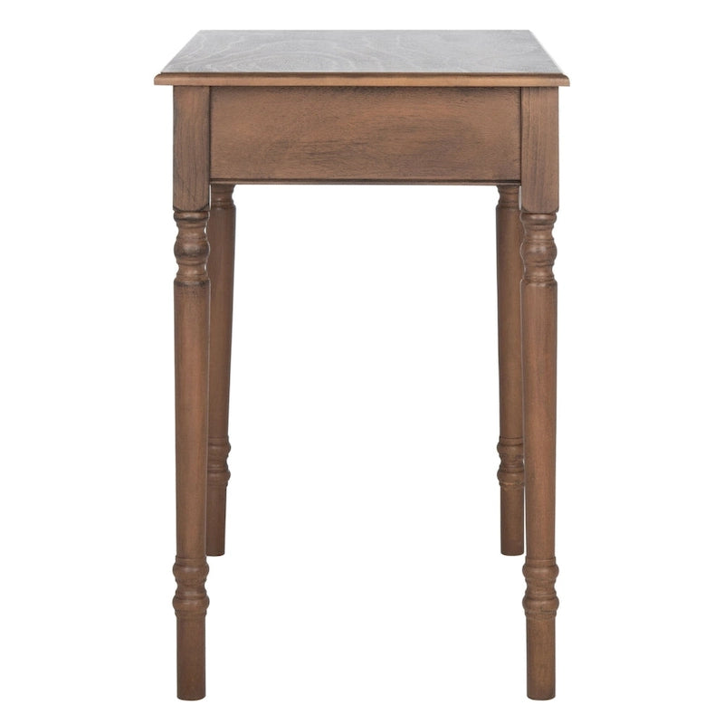 Bureau classique 1 tiroir avec pieds tournés et plateau marron foncé
