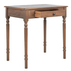 Bureau classique 1 tiroir avec pieds tournés et plateau marron foncé