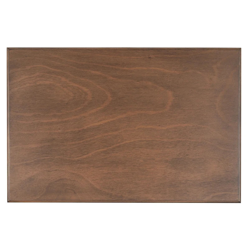 Bureau classique 1 tiroir avec pieds tournés et plateau marron foncé