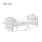 Bain de soleil capitonné avec 2 tiroirs de rangement et oreillers, en tissu de lin