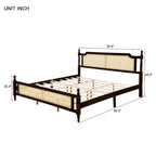 Lit plateforme King avec tête de lit en rotin et rangement sous le lit