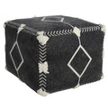 Pouf ottoman géométrique 18" en coton noir pour le salon (siège et repose-pieds)