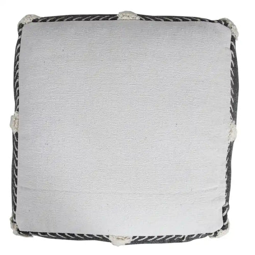 Pouf ottoman géométrique 18" en coton noir pour le salon (siège et repose-pieds)