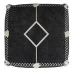 Pouf ottoman géométrique 18" en coton noir pour le salon (siège et repose-pieds)