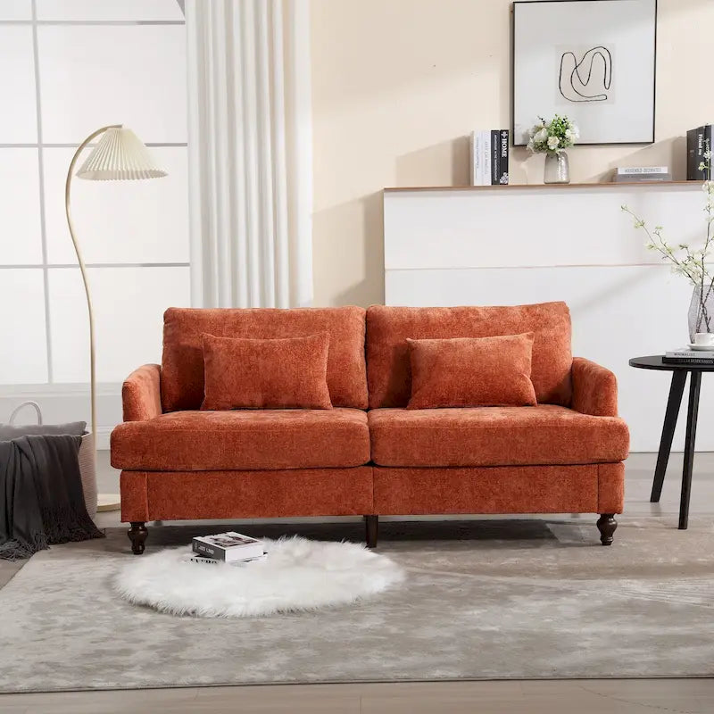 Causeuse moderne en tissu chenille, Canapé causeuse rembourré 2 places