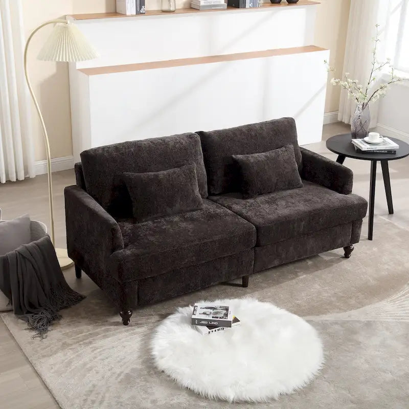 Causeuse moderne en tissu chenille, Canapé causeuse rembourré 2 places