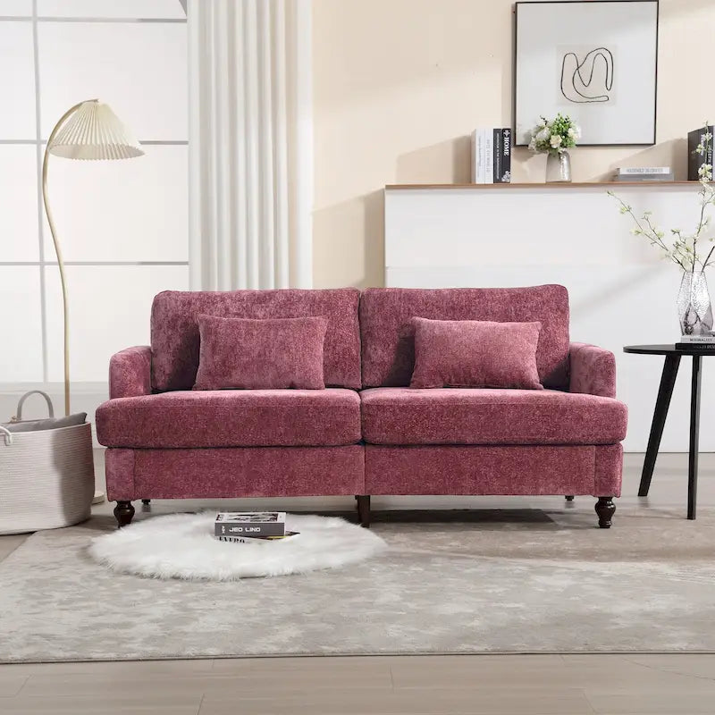 Causeuse moderne en tissu chenille, Canapé causeuse rembourré 2 places