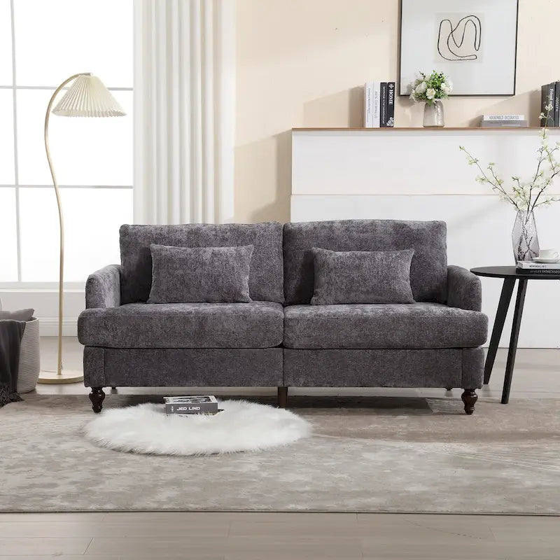 Causeuse moderne en tissu chenille, Canapé causeuse rembourré 2 places