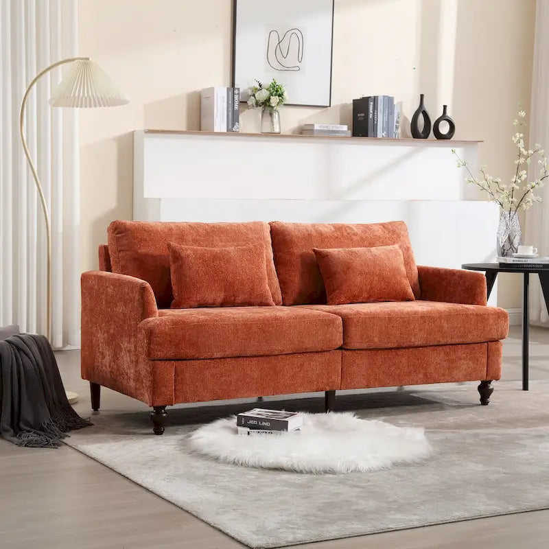 Causeuse moderne en tissu chenille, Canapé causeuse rembourré 2 places