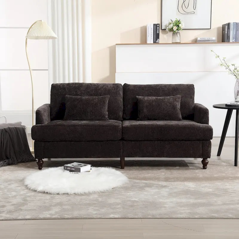 Causeuse moderne en tissu chenille, Canapé causeuse rembourré 2 places
