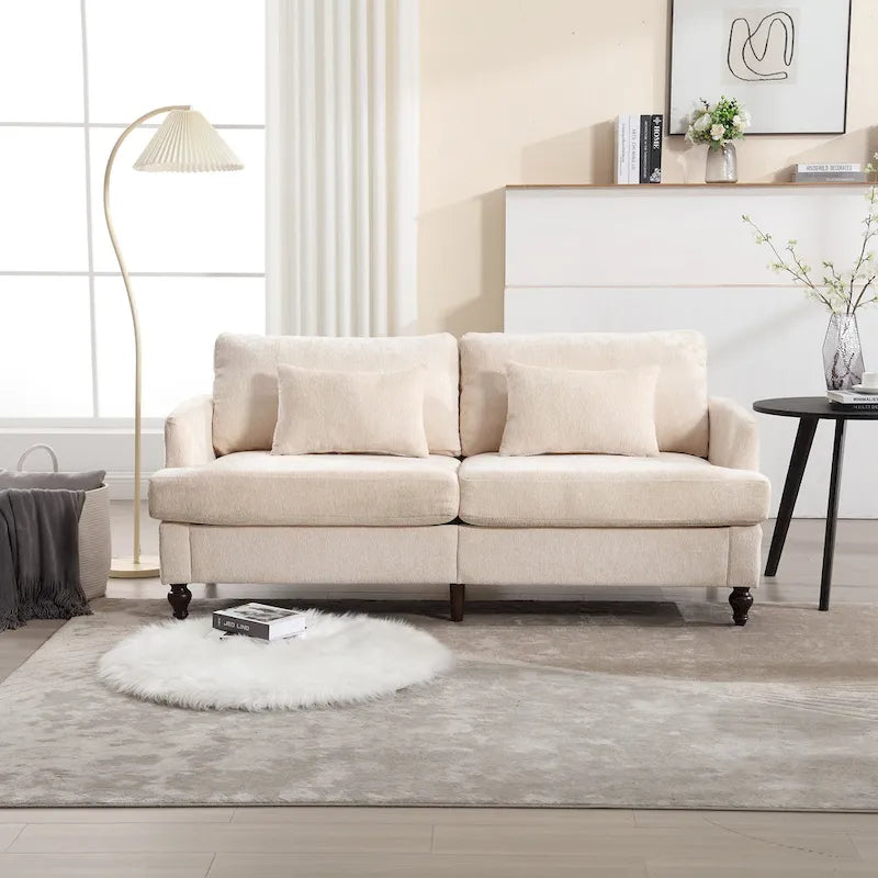 Causeuse moderne en tissu chenille, canapé causeuse rembourré à 2 places