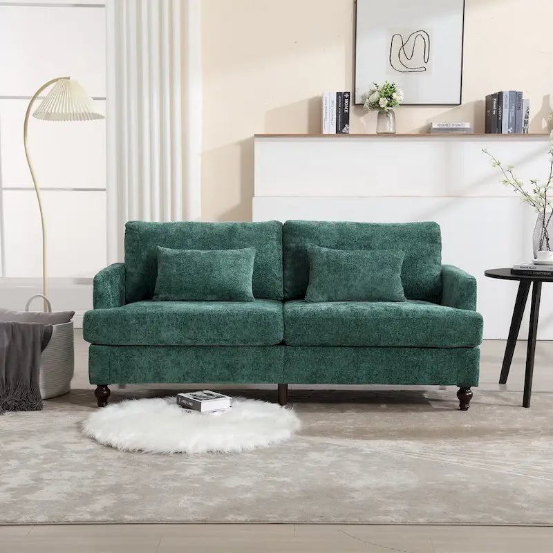 Causeuse moderne en tissu chenille, canapé causeuse rembourré à 2 places