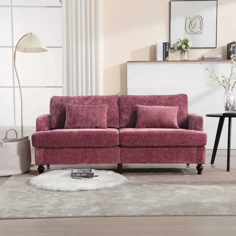Causeuse moderne en tissu chenille, canapé causeuse rembourré à 2 places
