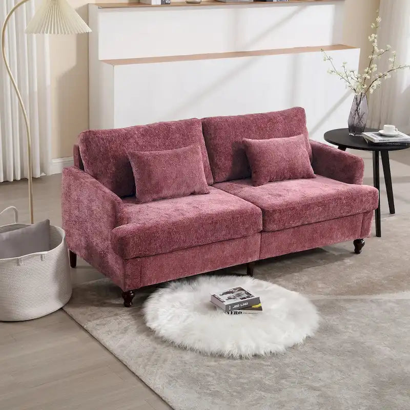 Causeuse moderne en tissu chenille, canapé causeuse rembourré à 2 places