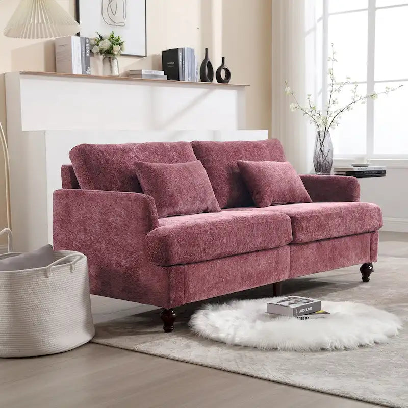 Causeuse moderne en tissu chenille, canapé causeuse rembourré à 2 places