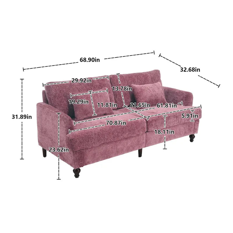 Causeuse moderne en tissu chenille, canapé causeuse rembourré à 2 places