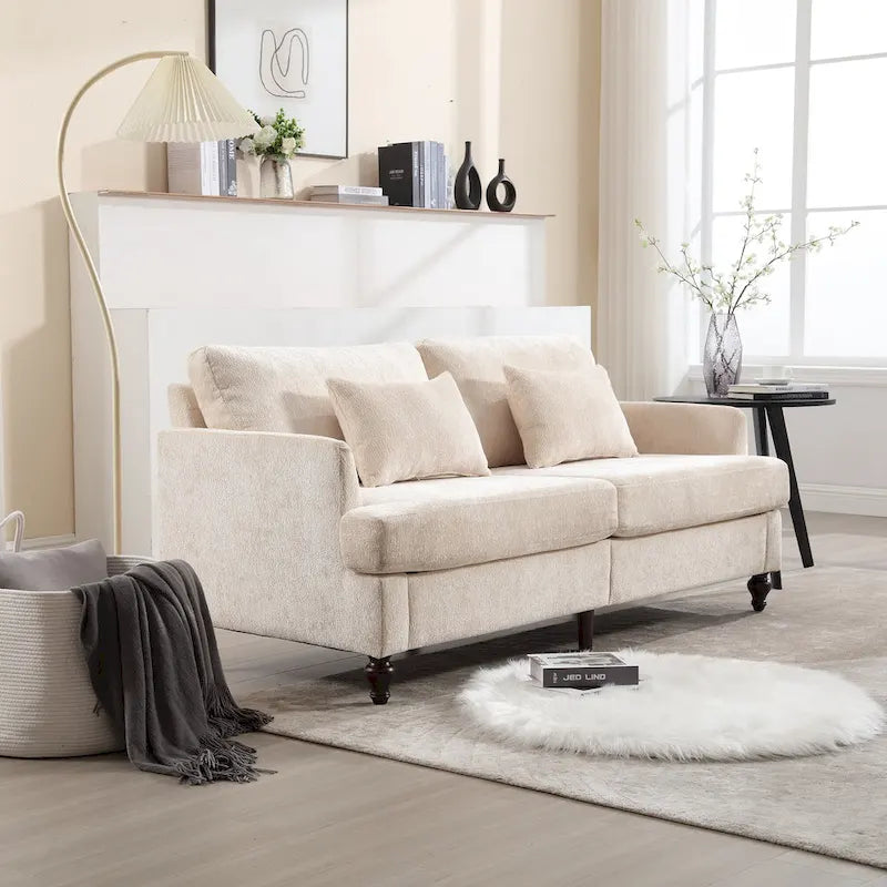 Causeuse moderne en tissu chenille, canapé causeuse rembourré à 2 places