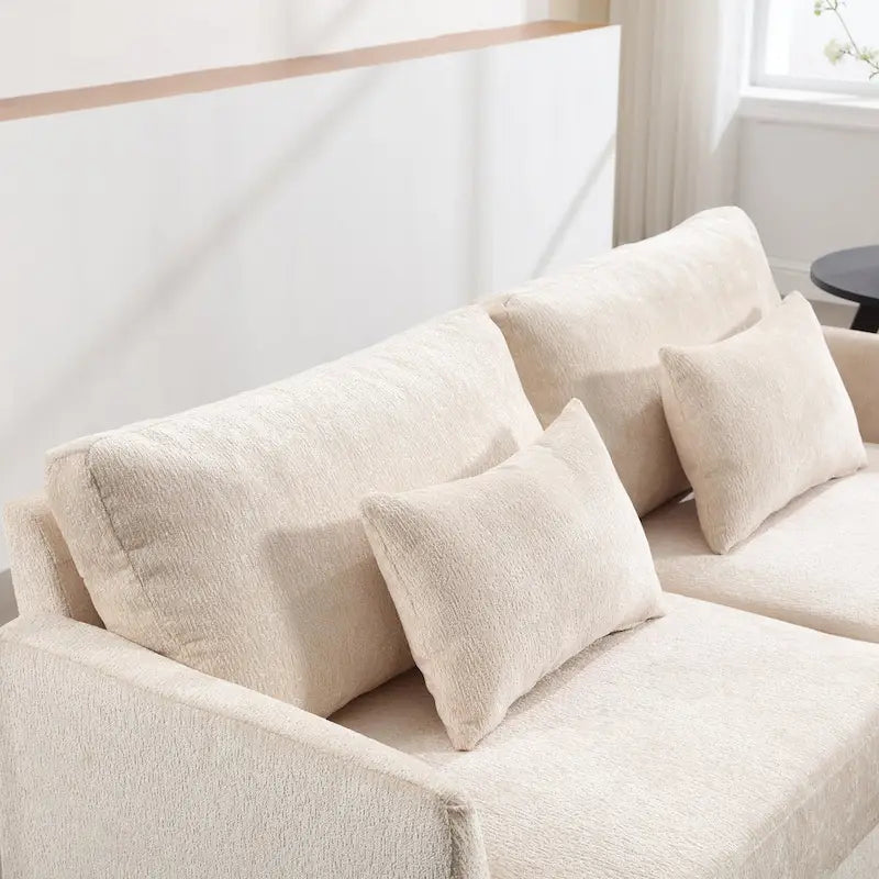 Causeuse moderne en tissu chenille, canapé causeuse rembourré à 2 places