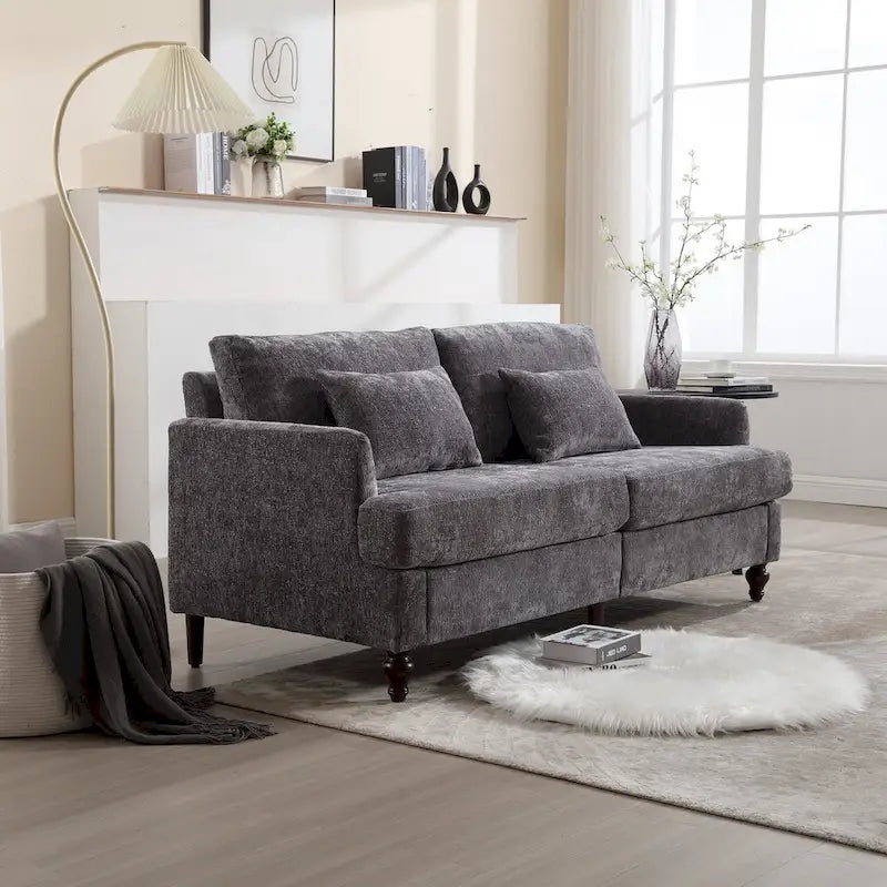 Causeuse moderne en tissu chenille, canapé causeuse rembourré à 2 places