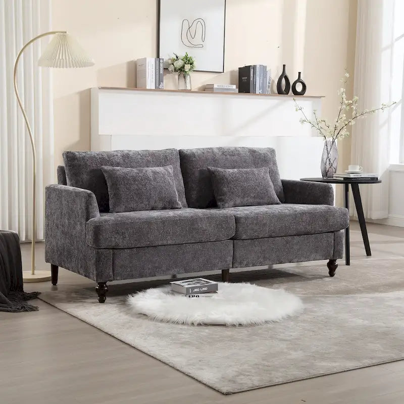Causeuse moderne en tissu chenille, canapé causeuse rembourré à 2 places