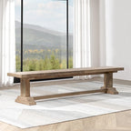 Banc en bois de pin recyclé, style planches rustiques avec finition à base d'eau