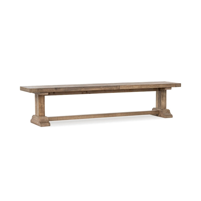 Banc en bois de pin recyclé, style planches rustiques avec finition à base d'eau
