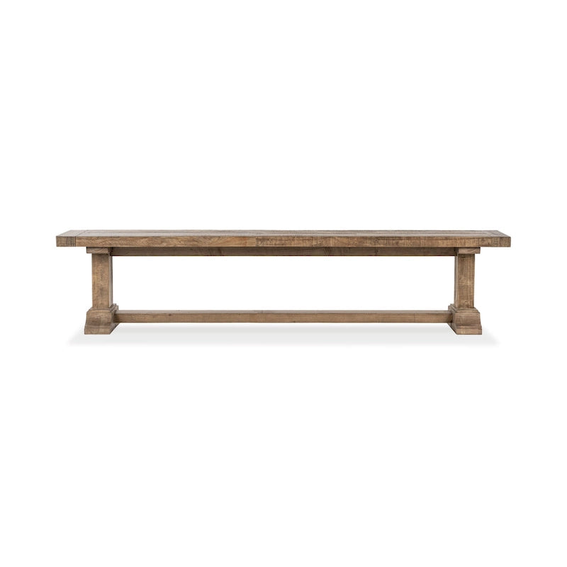 Banc en bois de pin recyclé, style planches rustiques avec finition à base d'eau