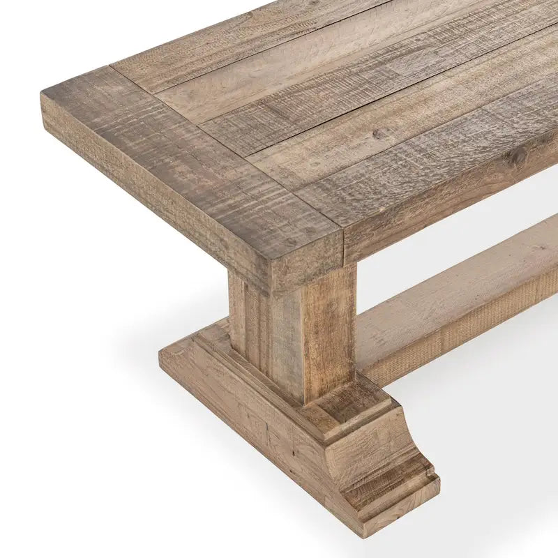 Banc en bois de pin recyclé, style planches rustiques avec finition à base d'eau