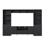 Grand meuble mural de divertissement avec grand rangement Support TV mural avec bibliothèque ouverte Meuble média pour TV jusqu'à 70 pouces