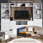 Grand meuble mural de divertissement avec grand rangement Support TV mural avec bibliothèque ouverte Meuble média pour TV jusqu'à 70 pouces