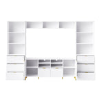 Grand meuble mural de divertissement avec grand rangement Support TV mural avec bibliothèque ouverte Meuble média pour TV jusqu'à 70 pouces