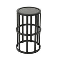 Table d'appoint ronde en carreaux de céramique industrielle avec cadre en fer noir, 28 cm