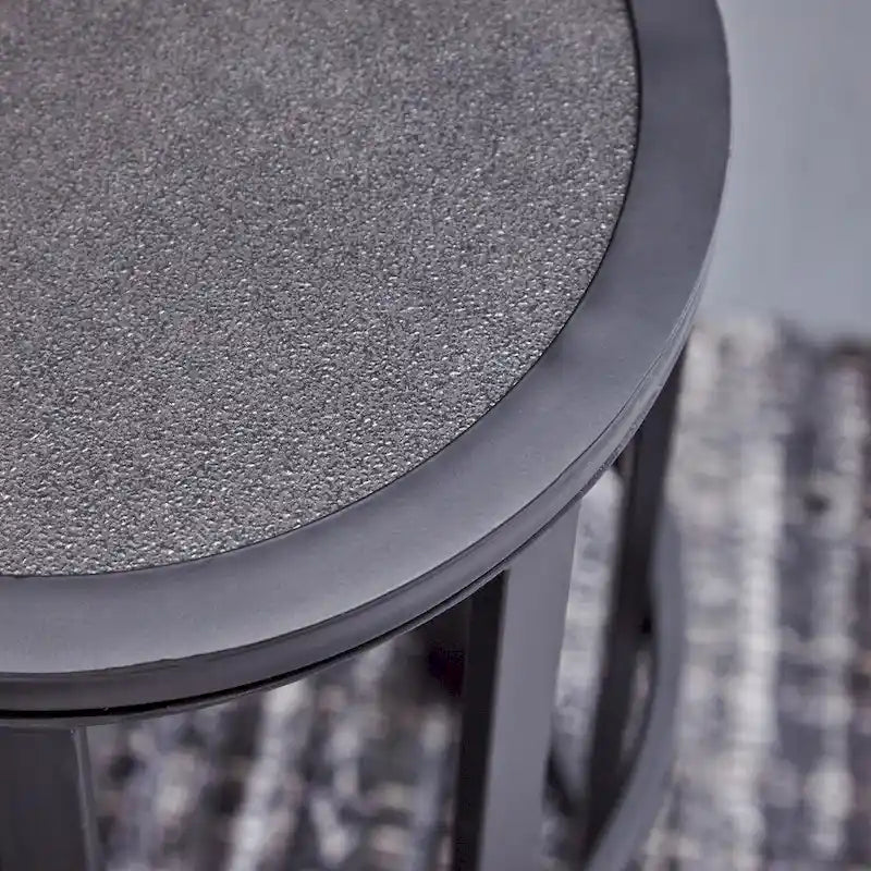 Table d'appoint ronde en carreaux de céramique industrielle avec cadre en fer noir, 28 cm